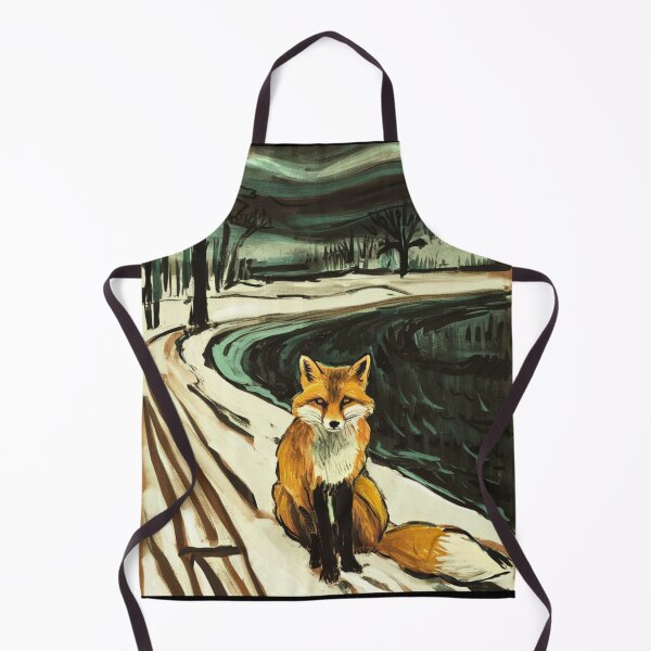 Item preview, Fox Portrait. Winter season, snowy fox, vintage fox, fox painting, Edvard Munch style designed and sold by FoxVibes.
