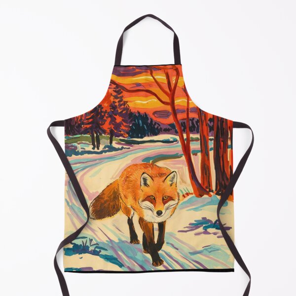 Item preview, Fox Portrait. Winter season, snowy fox, vintage fox, fox painting, Edvard Munch style designed and sold by FoxVibes.