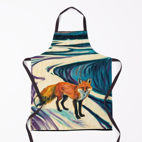Item preview, Fox Portrait. Winter season, snowy fox, vintage fox, fox painting, Edvard Munch style designed and sold by FoxVibes.