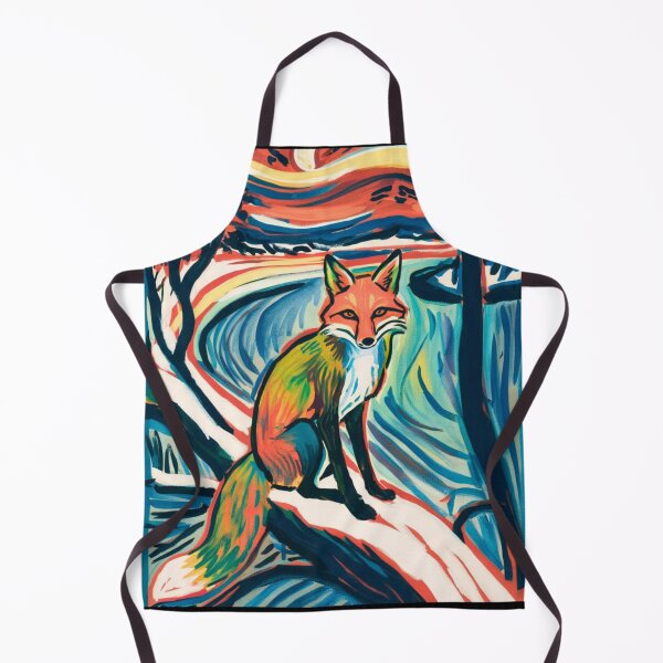 Item preview, Fox Portrait. Winter season, snowy fox, vintage fox, fox painting, Edvard Munch style designed and sold by FoxVibes.