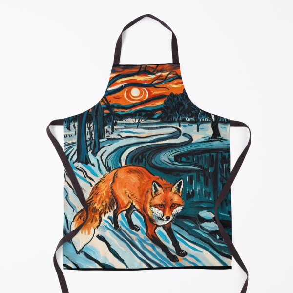 Item preview, Fox Portrait. Winter season, snowy fox, vintage fox, fox painting, Edvard Munch style designed and sold by FoxVibes.