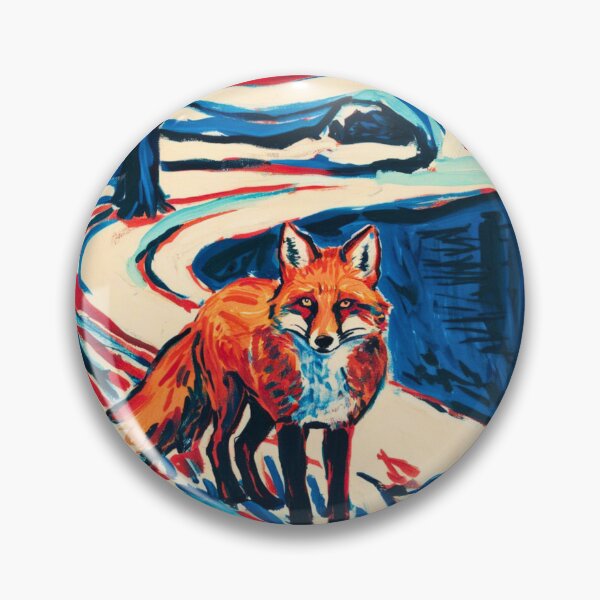 Item preview, Fox Portrait. Winter season, snowy fox, vintage fox, fox painting, Edvard Munch style designed and sold by FoxVibes.