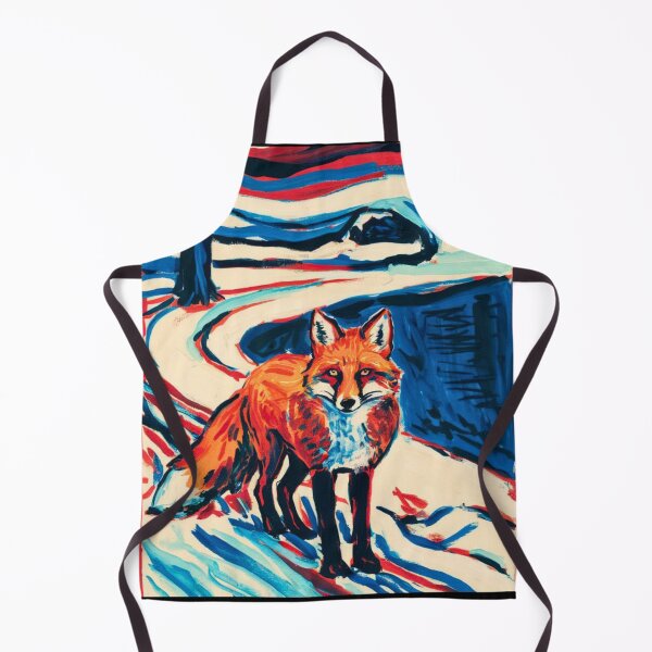 Item preview, Fox Portrait. Winter season, snowy fox, vintage fox, fox painting, Edvard Munch style designed and sold by FoxVibes.