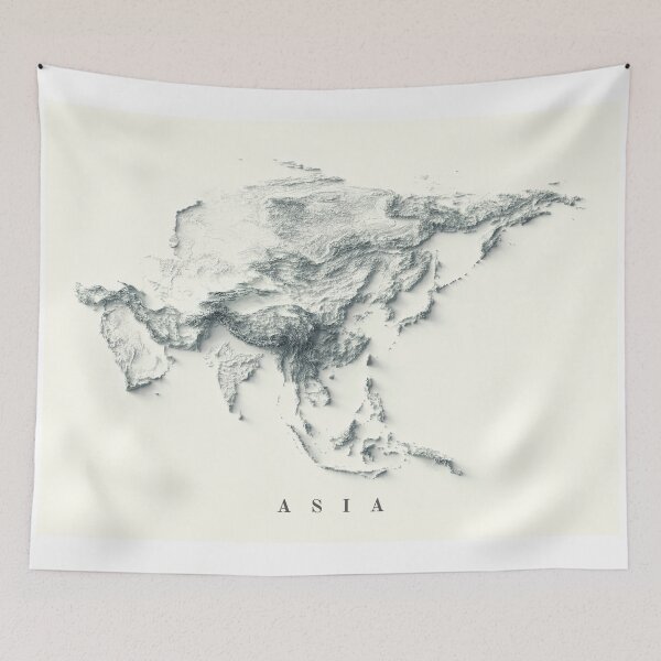 Item preview, Asia Shaded Relief Map digitally-rendered designed and sold by ThinkAboutMaps.