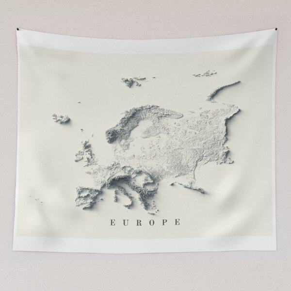 Item preview, Europe Shaded Relief Map 3D digitally-rendered designed and sold by ThinkAboutMaps.