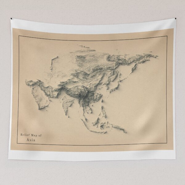 Item preview, Asia Shaded Relief Map digitally-rendered designed and sold by ThinkAboutMaps.