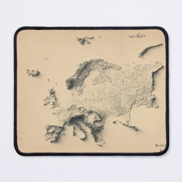 Item preview, Europe Shaded Relief Map 3D digitally-rendered designed and sold by ThinkAboutMaps.