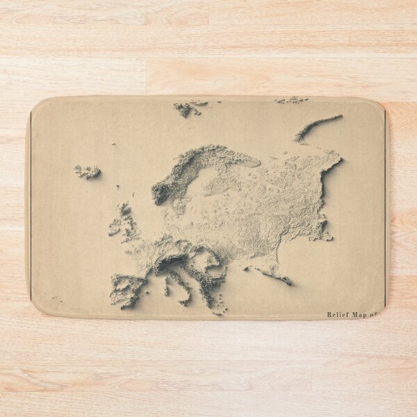 Item preview, Europe Shaded Relief Map 3D digitally-rendered designed and sold by ThinkAboutMaps.