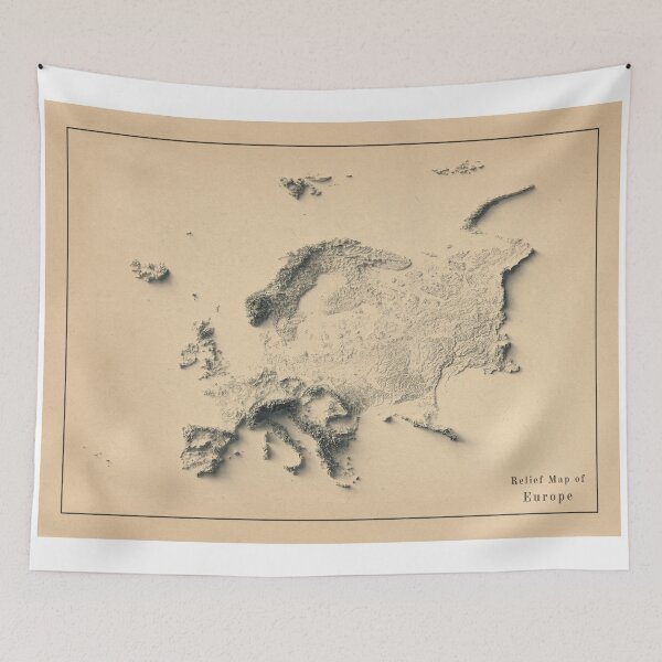Item preview, Europe Shaded Relief Map 3D digitally-rendered designed and sold by ThinkAboutMaps.