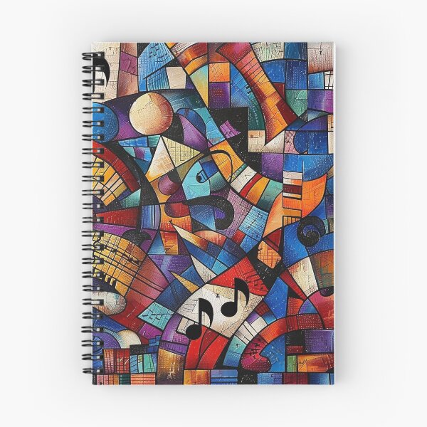 Item preview, Colorful abstract patchwork music themed print designed and sold by dcrc.