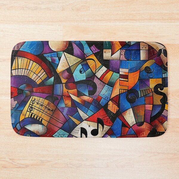 Item preview, Colorful abstract patchwork music themed print designed and sold by dcrc.
