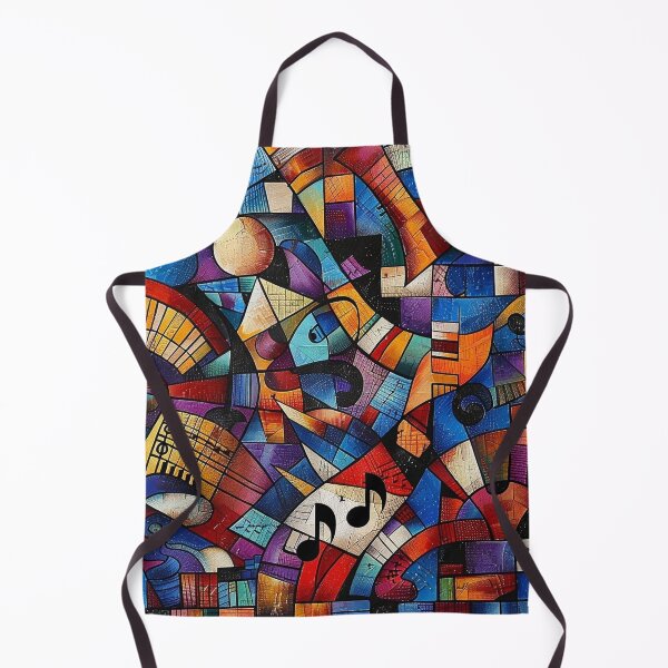 Item preview, Colorful abstract patchwork music themed print designed and sold by dcrc.
