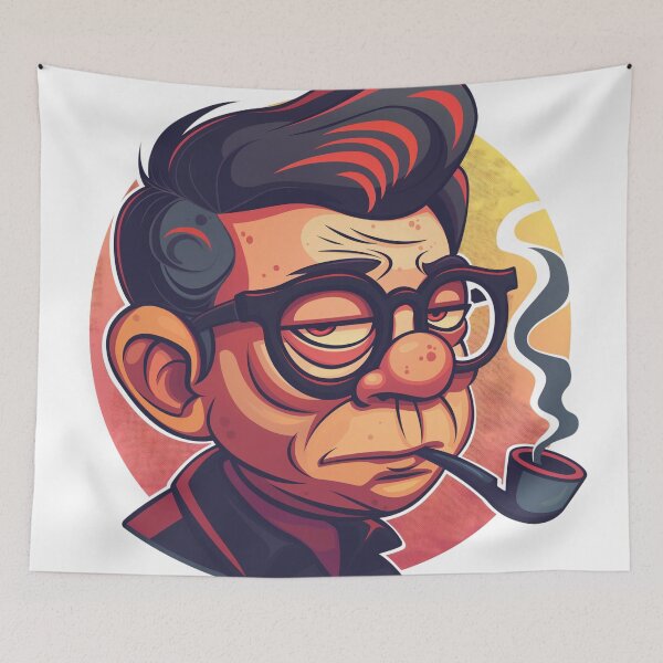 Item preview, Funny Philosopher Smoking Pipe - Playful Cartoon Art designed and sold by nshaltiel.