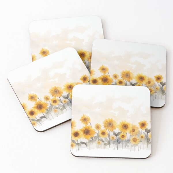 Item preview, Watercolour row of Sunflowers illustration designed and sold by Roxane Bay.