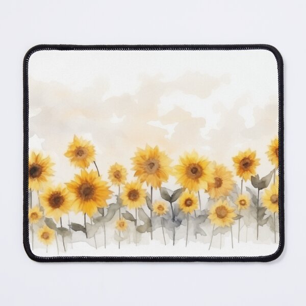 Item preview, Watercolour row of Sunflowers illustration designed and sold by Roxane Bay.