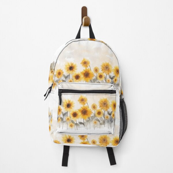 Item preview, Watercolour row of Sunflowers illustration designed and sold by Roxane Bay.