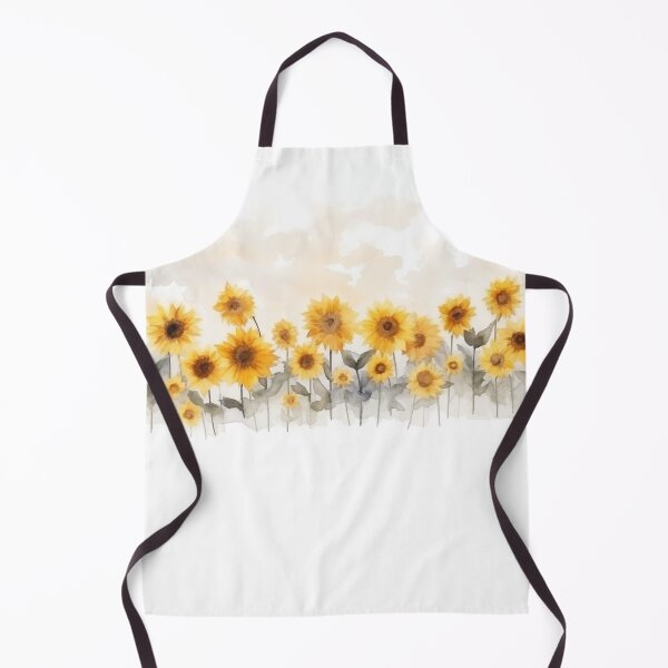 Item preview, Watercolour row of Sunflowers illustration designed and sold by Roxane Bay.