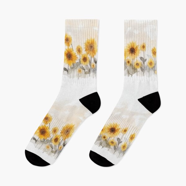 Item preview, Watercolour row of Sunflowers illustration designed and sold by Roxane Bay.