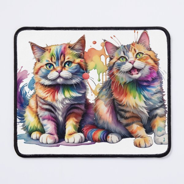 Item preview, Bright Colored Long-Haired Cats Pattern designed and sold by Playful Strokes pom@pom.