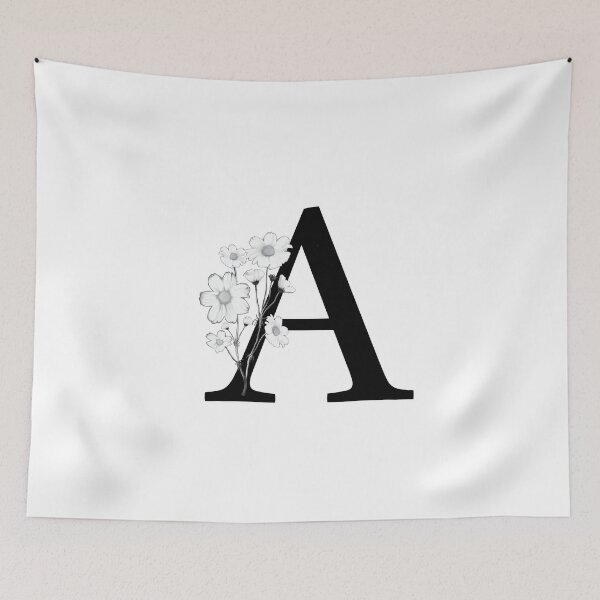 Item preview, Black Letter A Monogram with Flowers designed and sold by To the Lua.