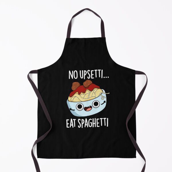Item preview, No Upsetti Eat Spaghetti Funny Food Pun (Dark BG) designed and sold by punnybone.