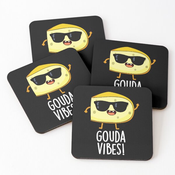 Item preview, Gouda Vibes Funny Cheese Pun (Dark BG) designed and sold by punnybone.
