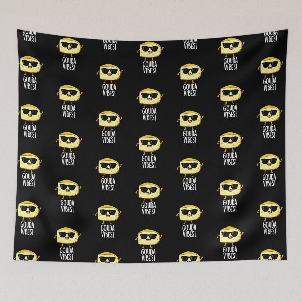 Item preview, Gouda Vibes Funny Cheese Pun (Dark BG) designed and sold by punnybone.
