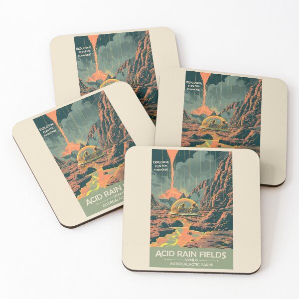 Item preview, Retro Space Poster Acid Rain Fields of Venus designed and sold by Lizzy Fern Studios.