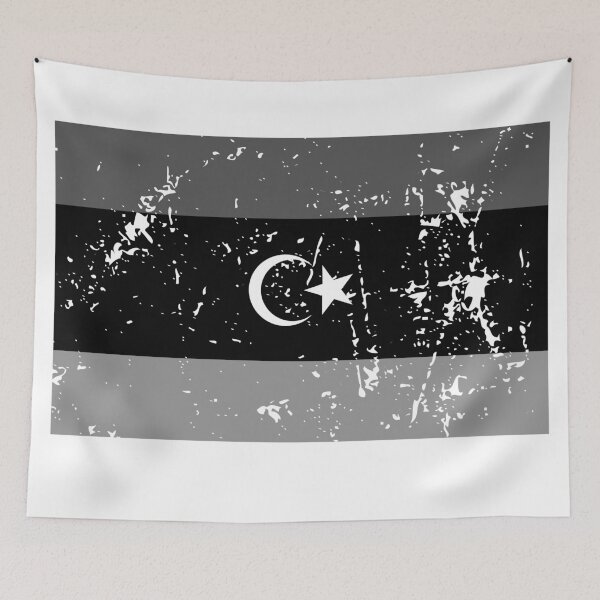 Item preview, Libya black and white flag vintage grayscale design designed and sold by Starstacks.