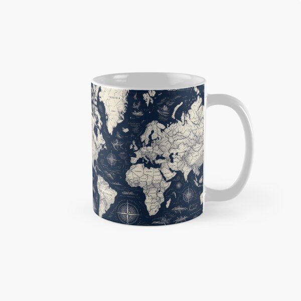 Item preview, Old World Map White on Navy Blue  designed and sold by SeaStarAlex.