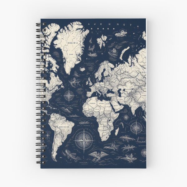 Item preview, Old World Map White on Navy Blue  designed and sold by SeaStarAlex.