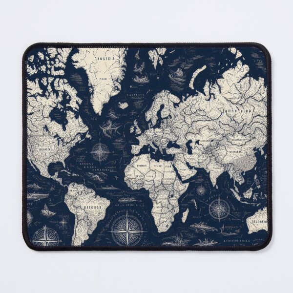 Item preview, Old World Map White on Navy Blue  designed and sold by SeaStarAlex.