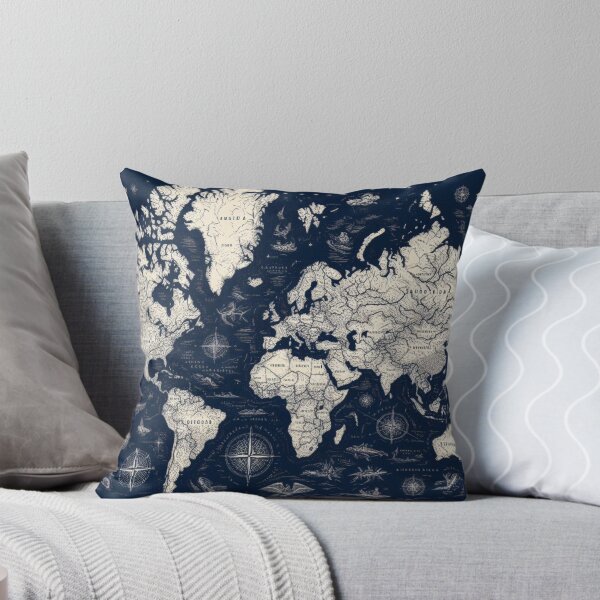 Item preview, Old World Map White on Navy Blue  designed and sold by SeaStarAlex.