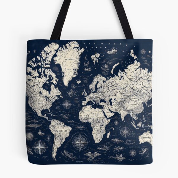 Item preview, Old World Map White on Navy Blue  designed and sold by SeaStarAlex.
