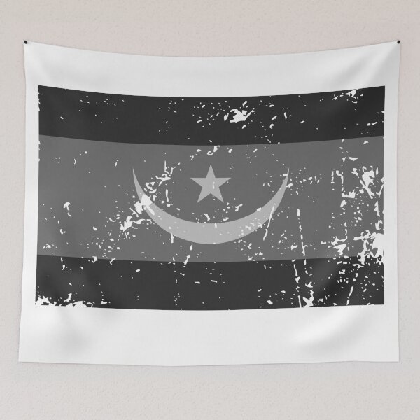 Item preview, Mauritania black and white flag vintage finish designed and sold by Starstacks.
