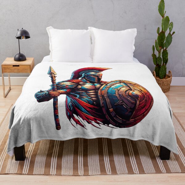 Item preview, Vivid Spartan Warrior with Spear and Shield Illustration designed and sold by SCG-designs.