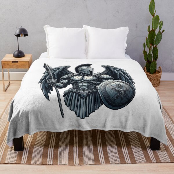 Item preview, Winged Spartan Guardian with Spear and Shield Illustration designed and sold by SCG-designs.