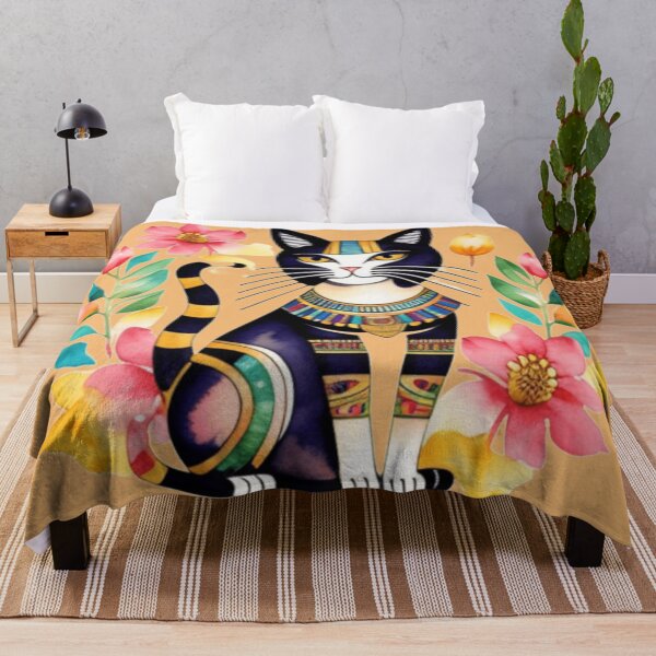 Item preview, Egyptian cat floral designed and sold by Roxburylane.