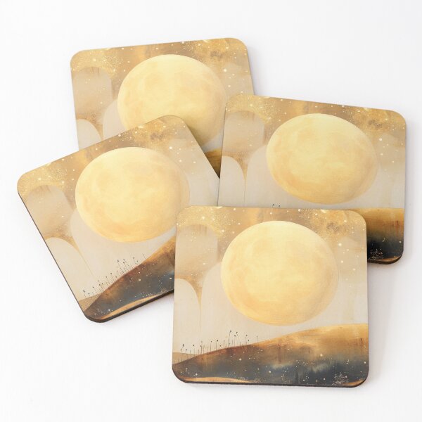 Item preview, mid century moon, beautiful  boho mountain with gold moon whimsical. designed and sold by garden-secret.