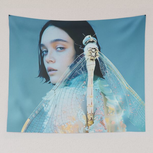 Item preview, "Futuristic Art: Woman and Dragonfly" designed and sold by MacroArtHub.