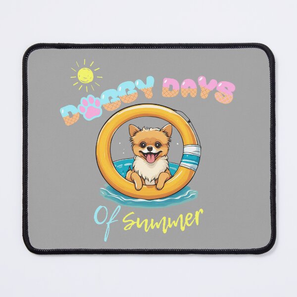 Item preview, Doggy Days of summer aesthetic summer vacation pomeranian dog in a swimming ring designed and sold by GoodyPaws.