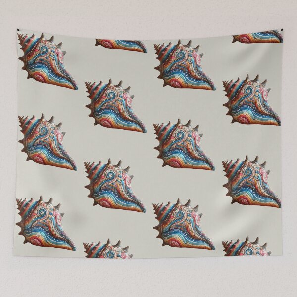 Item preview, Colorful Bohemian Conch Shell Art designed and sold by SeaStarAlex.