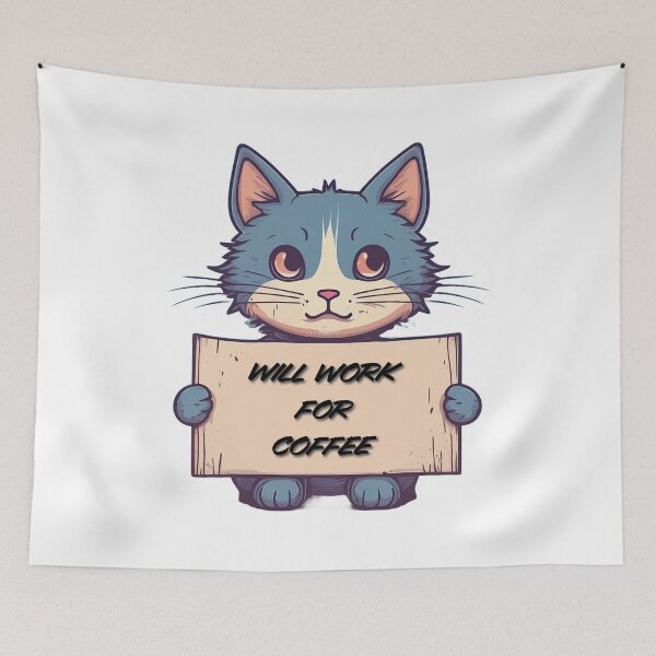 Item preview, "Will Work for Coffee" Cat designed and sold by Maupi.