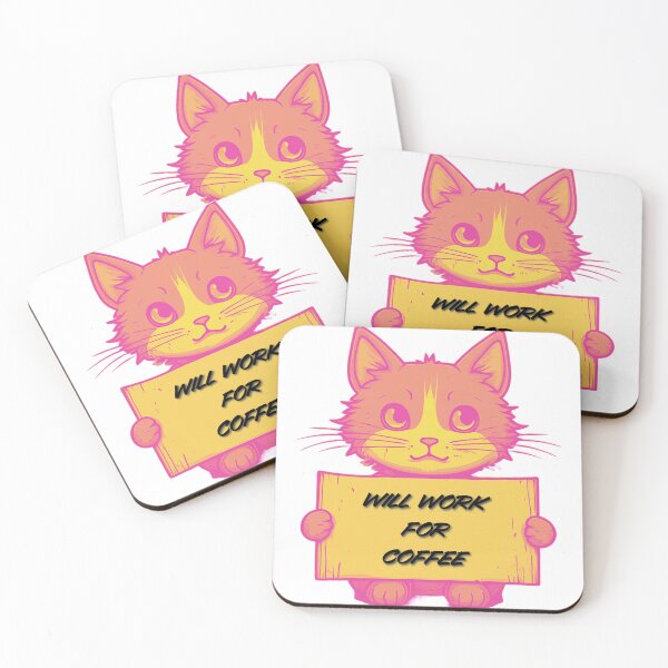 Item preview, "Will Work for Coffee" Cat (orange) designed and sold by Maupi.