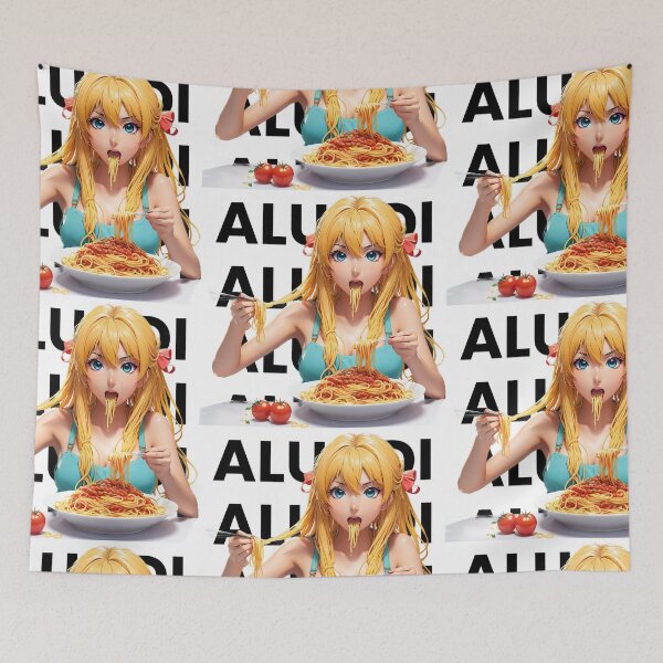 Item preview, Anime Girl Eating Spaghetti with ALUADI designed and sold by ALUADI.
