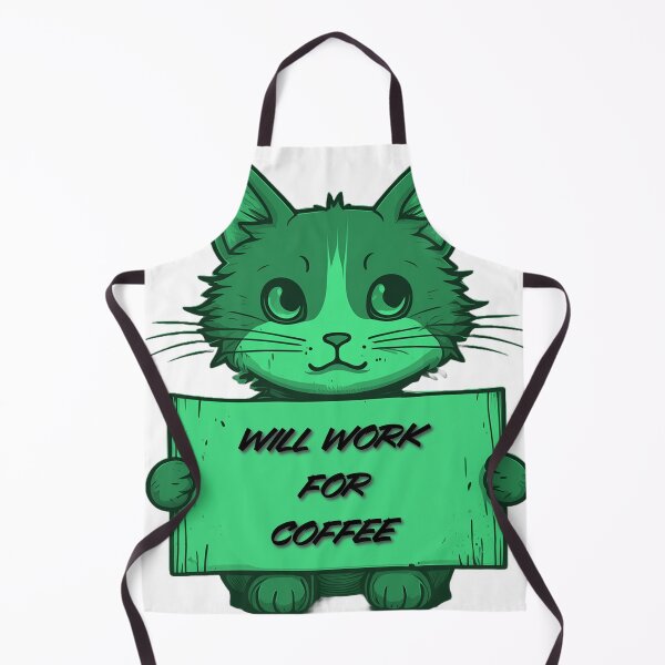 Item preview, "Will Work for Coffee" Cat (green) designed and sold by Maupi.