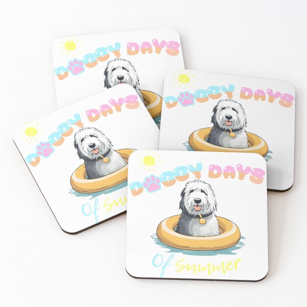 Item preview, Doggy Days of summer aesthetic summer vacation old english sheepdog dog in a swimming ring  designed and sold by GoodyPaws.