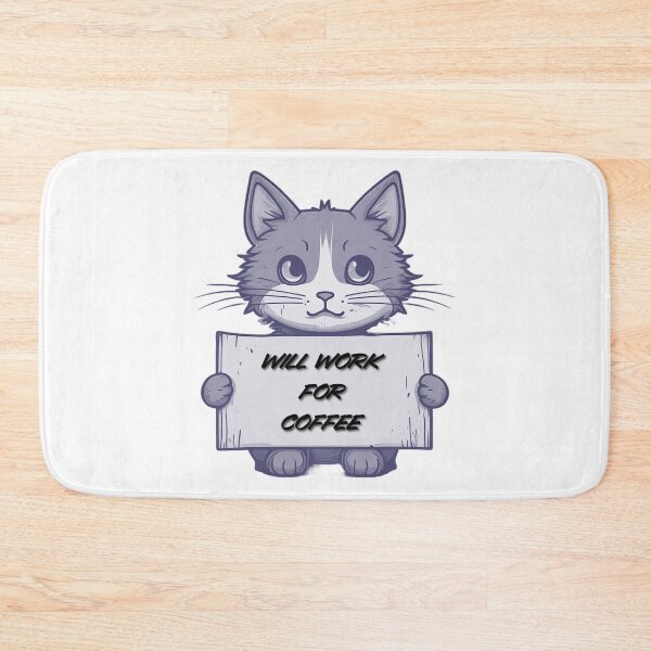 Item preview, "Will Work for Coffee" Cat (gray) designed and sold by Maupi.