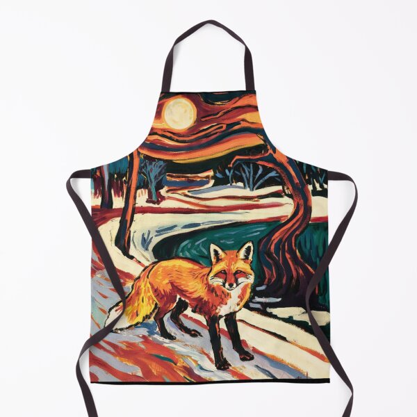 Item preview, Fox Portrait. Winter season, snowy fox, vintage fox, fox painting, Edvard Munch style designed and sold by FoxVibes.