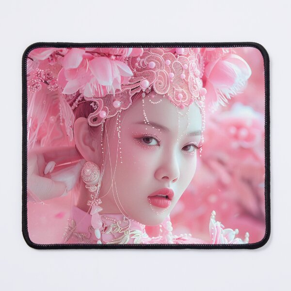 Item preview, Beautiful woman in intricate pink floral traditional attire designed and sold by Artessie.